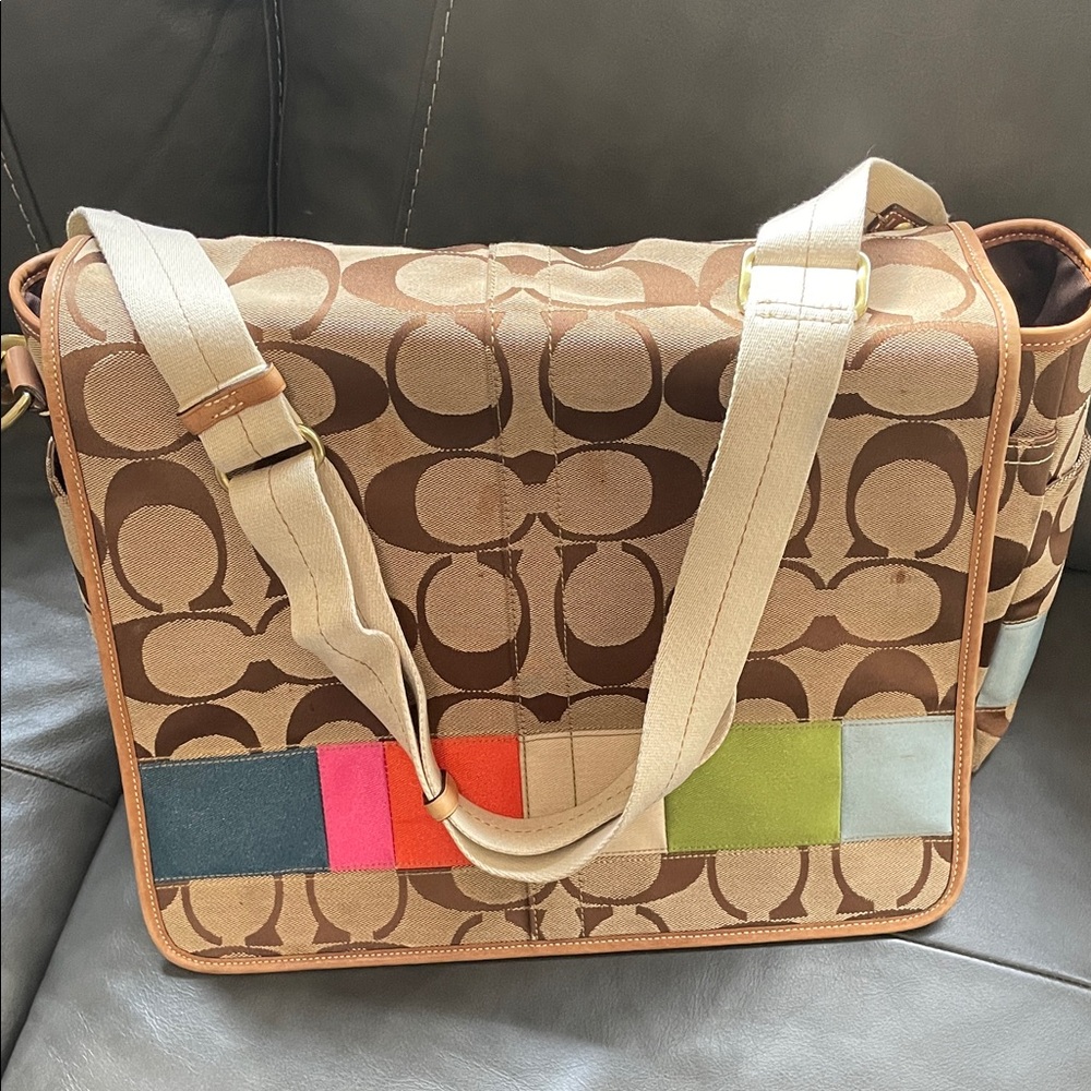 Coach Signature Messenger Bag with Colorful Accents - Picture 2 of 16
